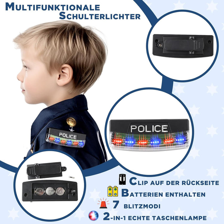 INNOCHEER Polizei Kostüm Kinder, Polizei Kostüm für Kinder, Polizei Spielzeug für Kinder Jungen Hall