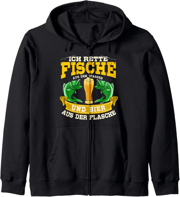 Ich rette Fische aus dem Wasser und Bier aus der Flasche Kapuzenjacke