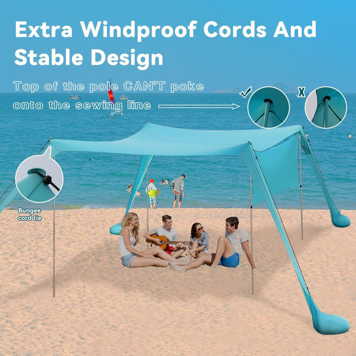 Strandzelt Sonnenschutz Strand zelte strandmuschel Muschel UPF50+ mit Sandschaufel, Erdnägeln und St
