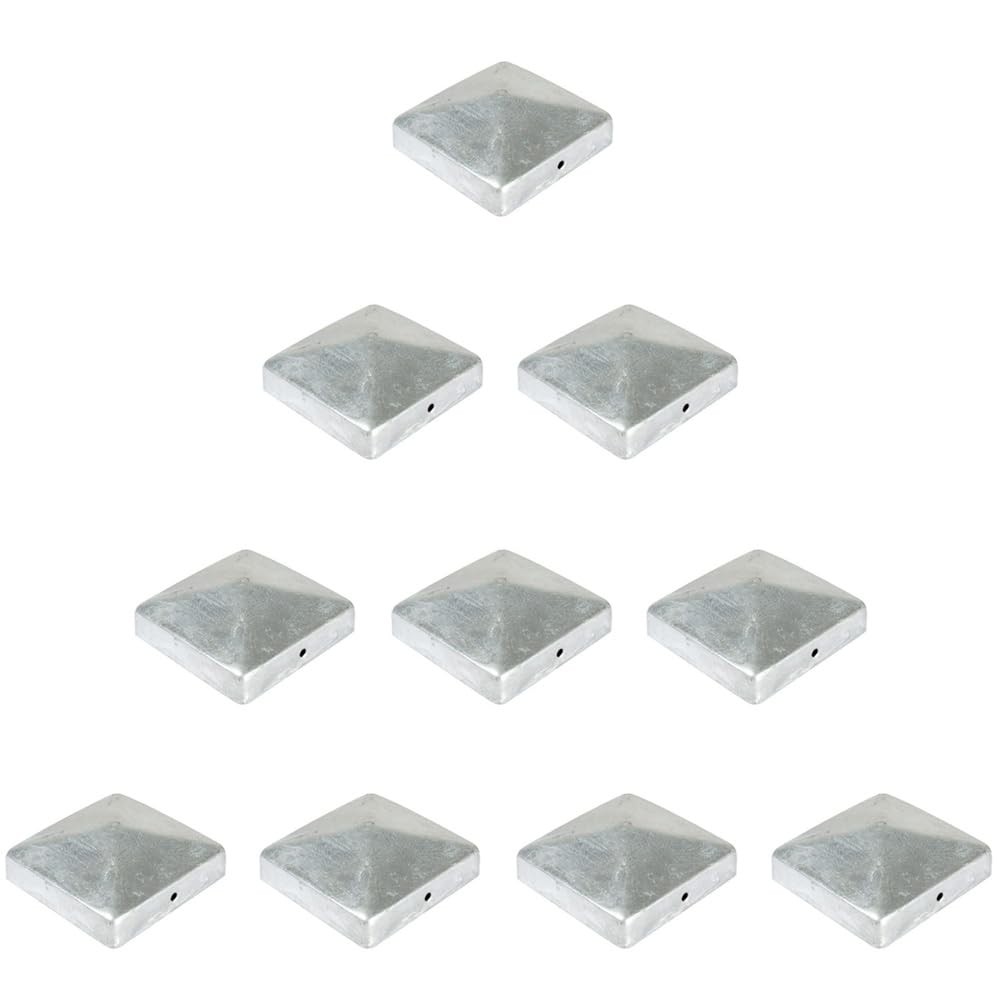 10× Pfostenkappe Pyramide 9×9 cm (91×91 mm) – feuerverzinkte Stahl-Abdeckung für Holzpfosten – witte
