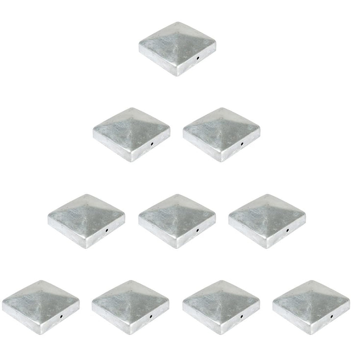 10× Pfostenkappe Pyramide 9×9 cm (91×91 mm) – feuerverzinkte Stahl-Abdeckung für Holzpfosten – witte