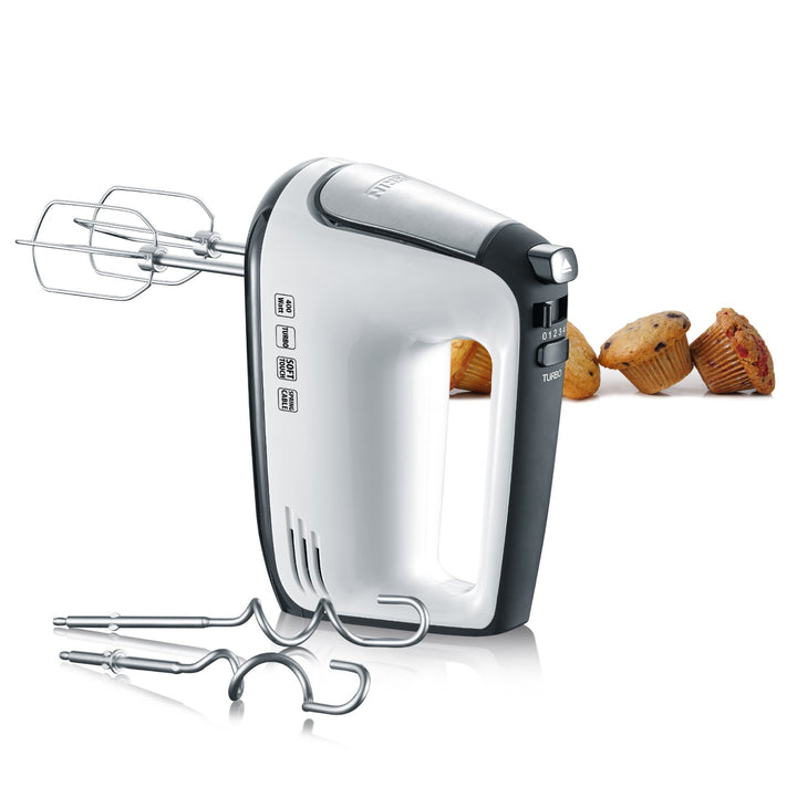 SEVERIN Handmixer, Handrührgerät mit 5 Geschwindigkeitsstufen, praktischer Handrührer mit 2 Edelstah