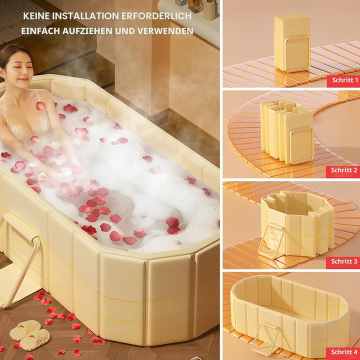1,5 m Grosse Doppel Faltbare Badewanne - Erwachsene Mobile Badewanne Klappbare,Kostenlose Installati