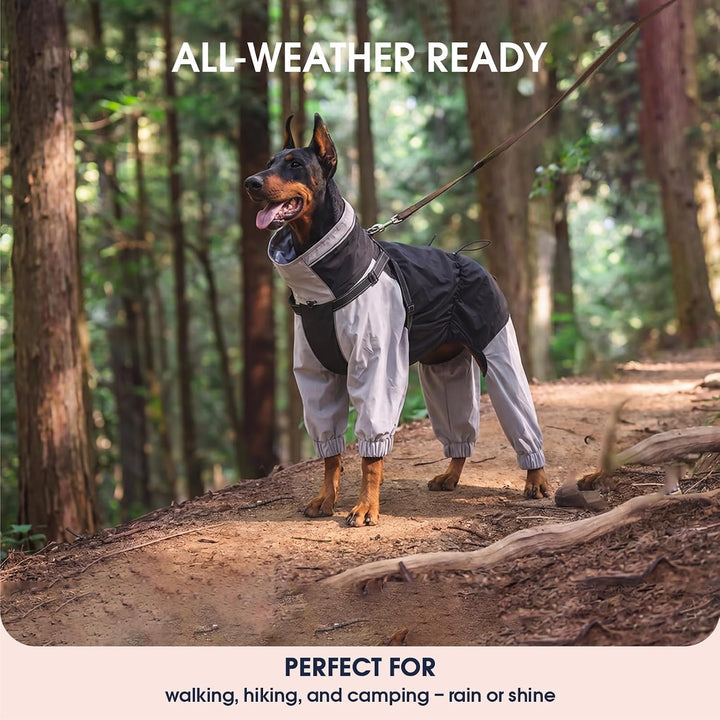 IECOii Hundemantel wasserdicht Winter Full-Body 4-Leg mit Kapuze,Reissverschluss und eingebautem Ges