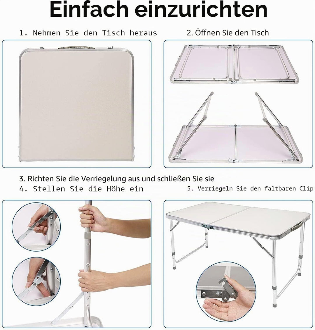 Qimu Niedriger faltbarer Campingtisch, leichter Aluminium-Picknicktisch, Laptop-Betttisch, tragbarer
