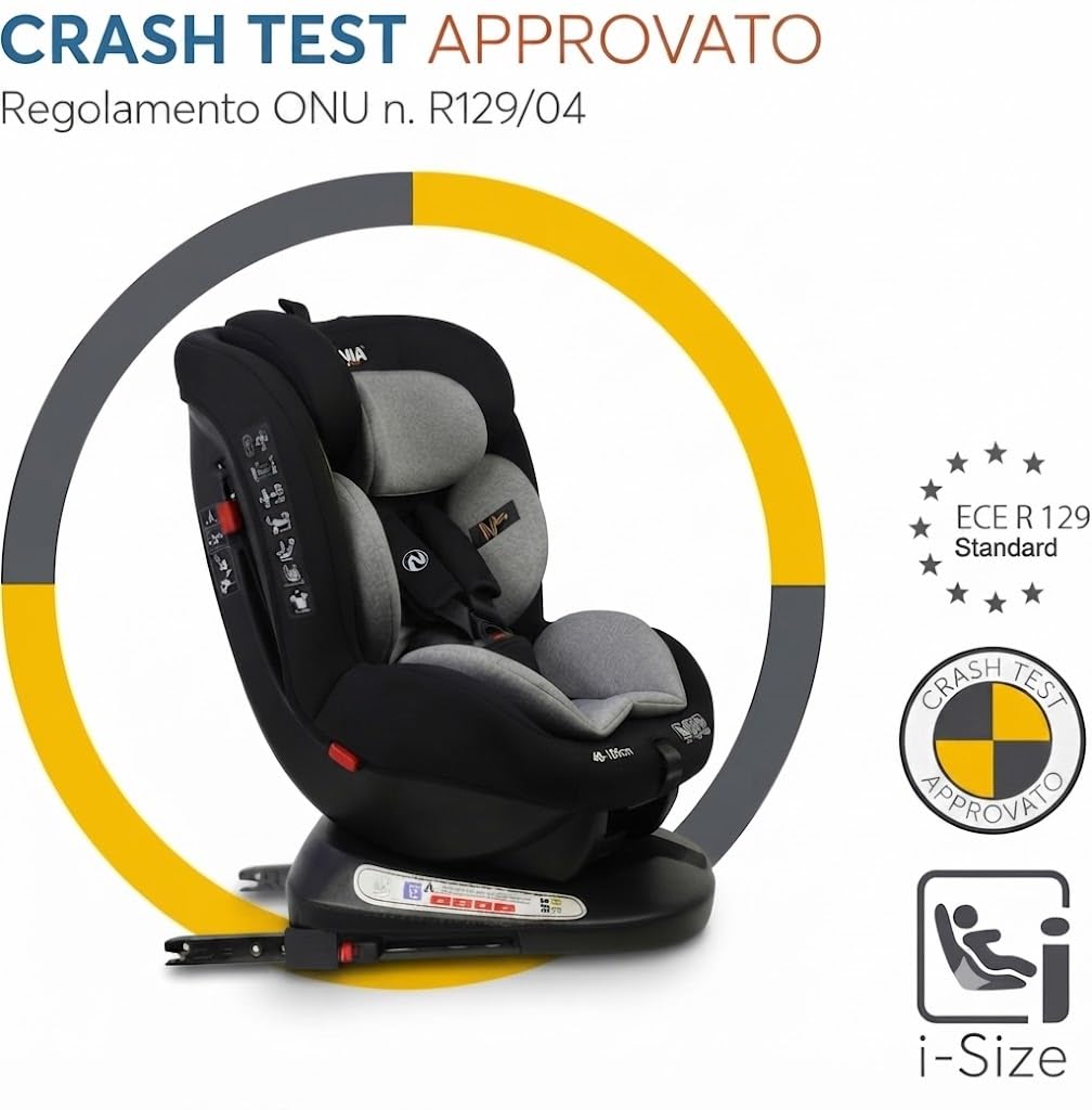 Nania - Kinderautositz Phoenix 360° drehbar - I-Size 40-150 cm - wächst mit von Geburt an bis ca. 12