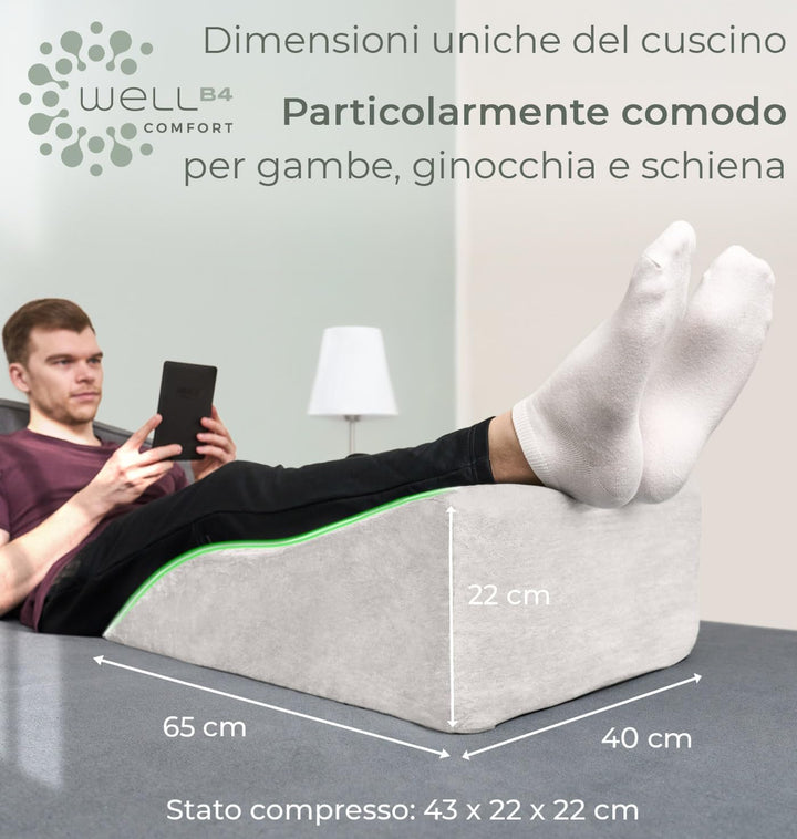 WELL B4 Ergonomisches Venenkissen zum Beine hochlagern MEDIUM - Beinhochlagerungskissen Beinauflage