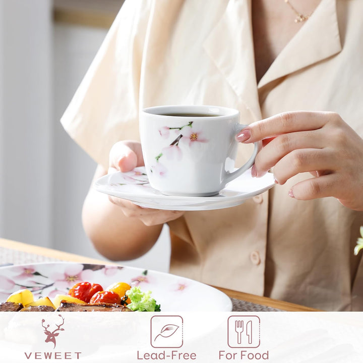 VEWEET Geschirrset 6 Personen, ANNIE 30-teilig Porzellan Geschirr Set, Tafelservice mit je 6 Speiset