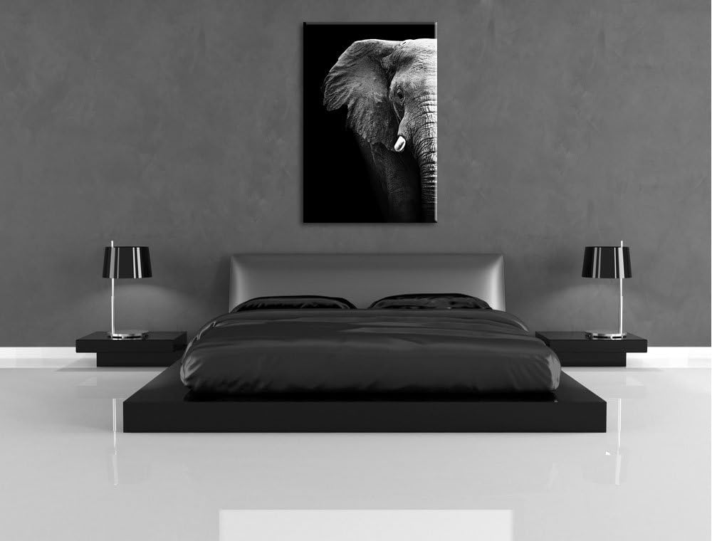 Pixxprint Elefant Porträt Format: 100x70 auf Leinwand, XXL riesige Bilder fertig gerahmt mit Keilrah