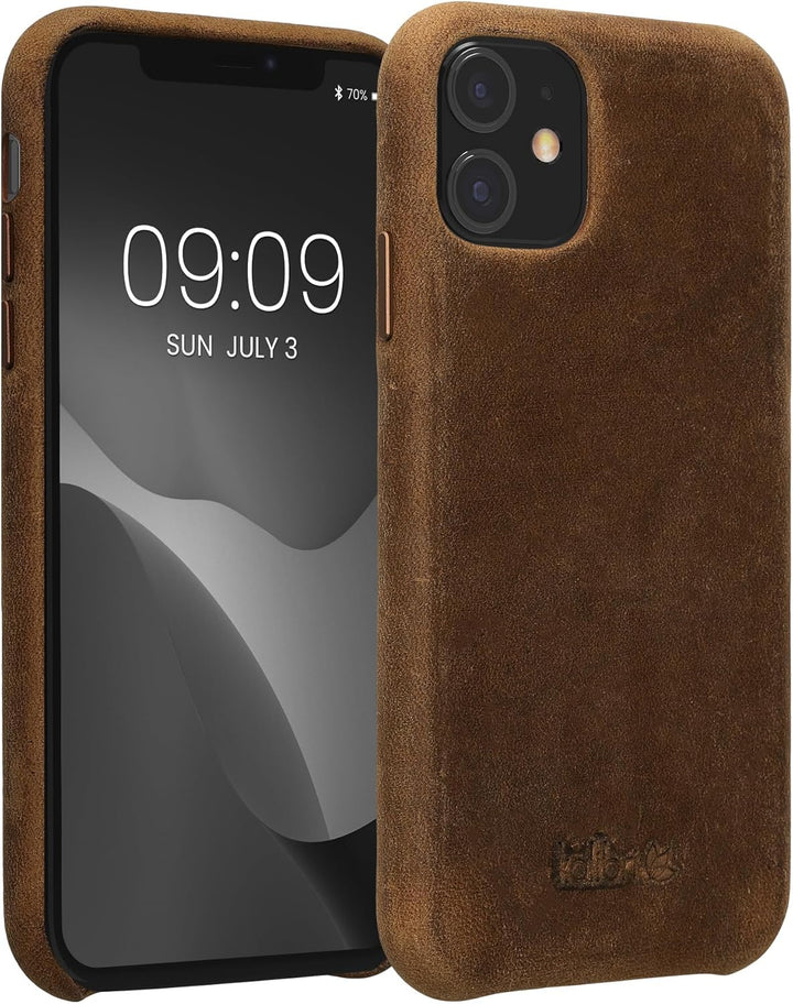 kalibri Schutzhülle kompatibel mit Apple iPhone 11 - Hülle Leder - Hardcover Handy Cover Case Braun
