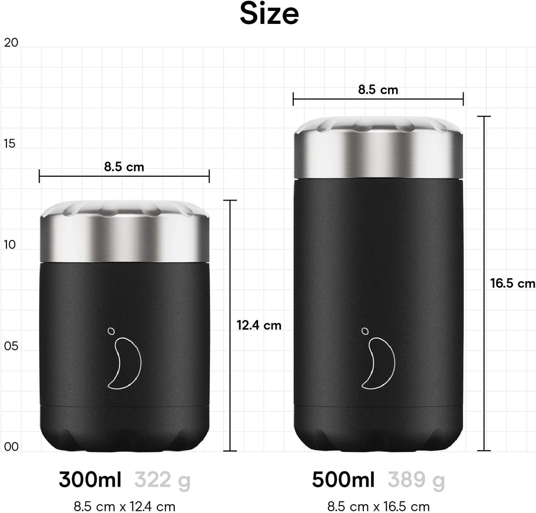 Chilly´s Unisex – Erwachsene Speisebehälter, Black, 500ml 500ml Schwarz, 500ml Schwarz