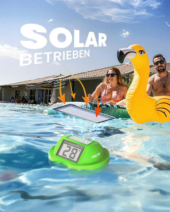 BALDR Solar Schwimmendes für Pool mit zwei grossen Displays | IPX7 wasserdichter digitaler Temperatu