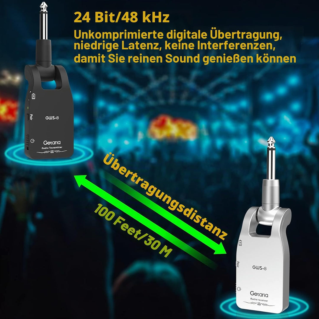 Getaria Gitarren Sender 2.4 G Wireless gitarre Sender Built-in Rechargeable Lithium battery for Elec