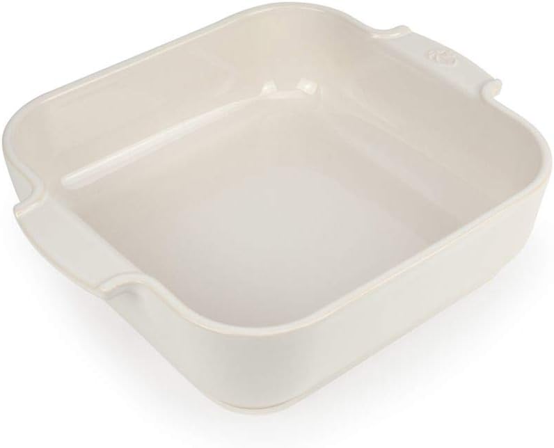 Peugeot Appolia Quadratische Auflaufform mit Griffen, Keramik, Ecru / Weiss, 7,2x28x28 cm, Fassungsv