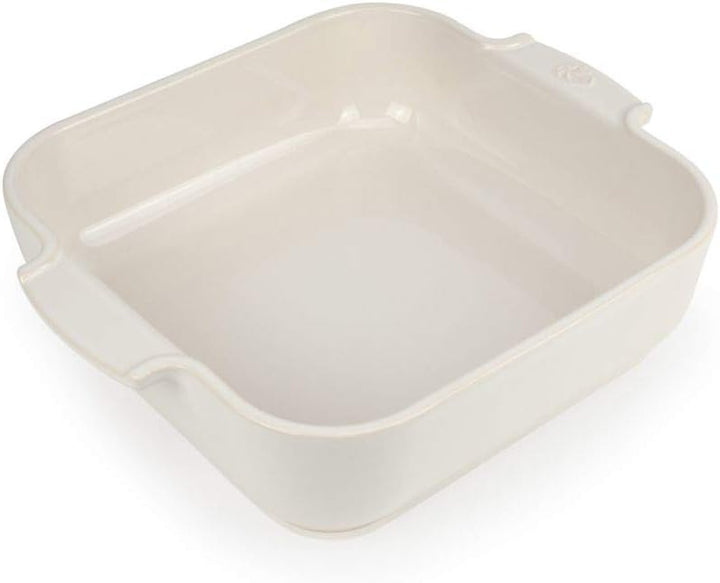 Peugeot Appolia Quadratische Auflaufform mit Griffen, Keramik, Ecru / Weiss, 7,2x28x28 cm, Fassungsv