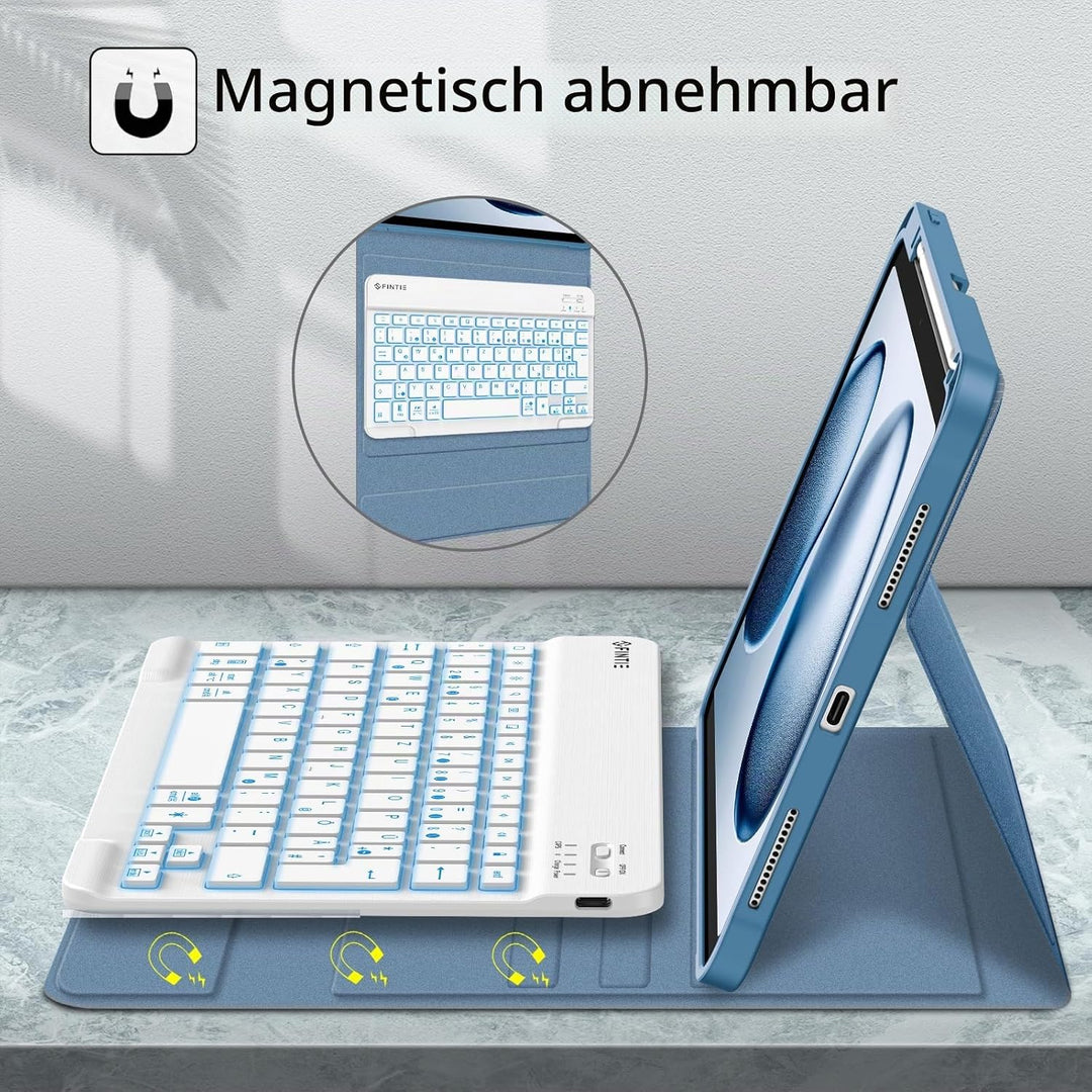 Fintie Tastatur Hülle für iPad 10. Generation 2022 (10.9 Zoll), Keyboard Case mit 7-farbig Beleuchte