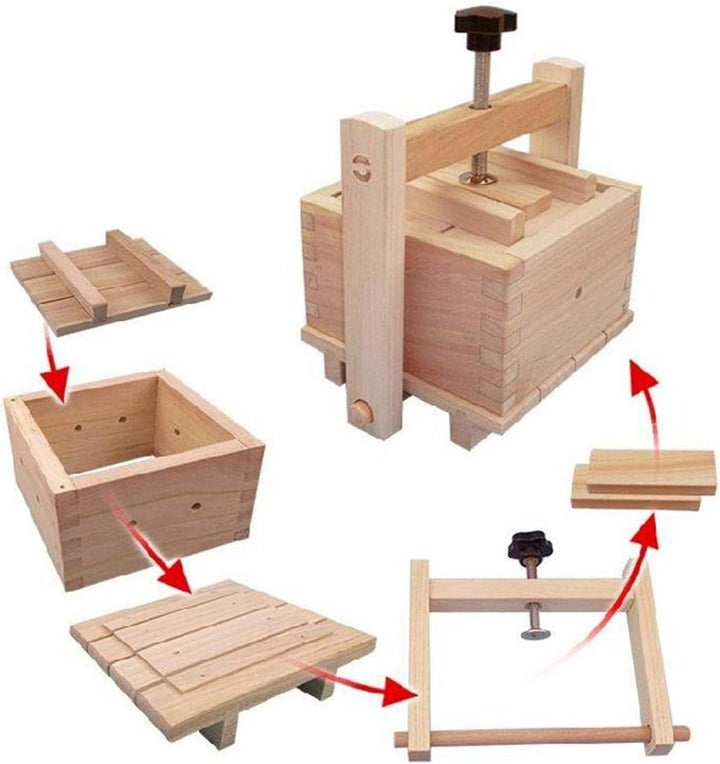 Tofupresse Holz Tofu Maker Form - 2-in-1 Holz Tofu Pressform Käse Form Maker Käsepresse Mit 3 STÜCK