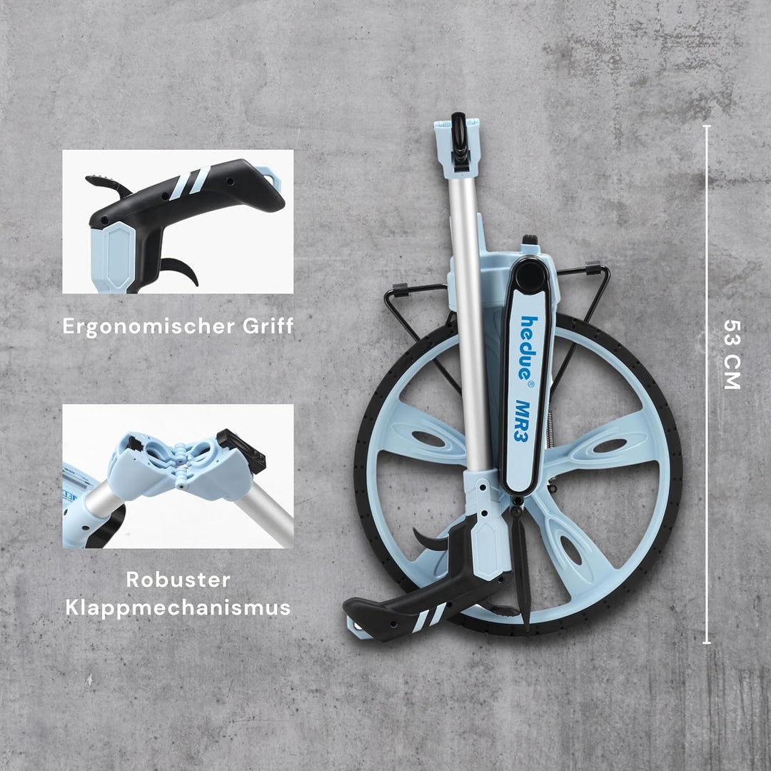 hedue® Messrad MR3 - Meterzähler mit grossem Raddurchmesser von 320mm, Streckenmesser klappbar