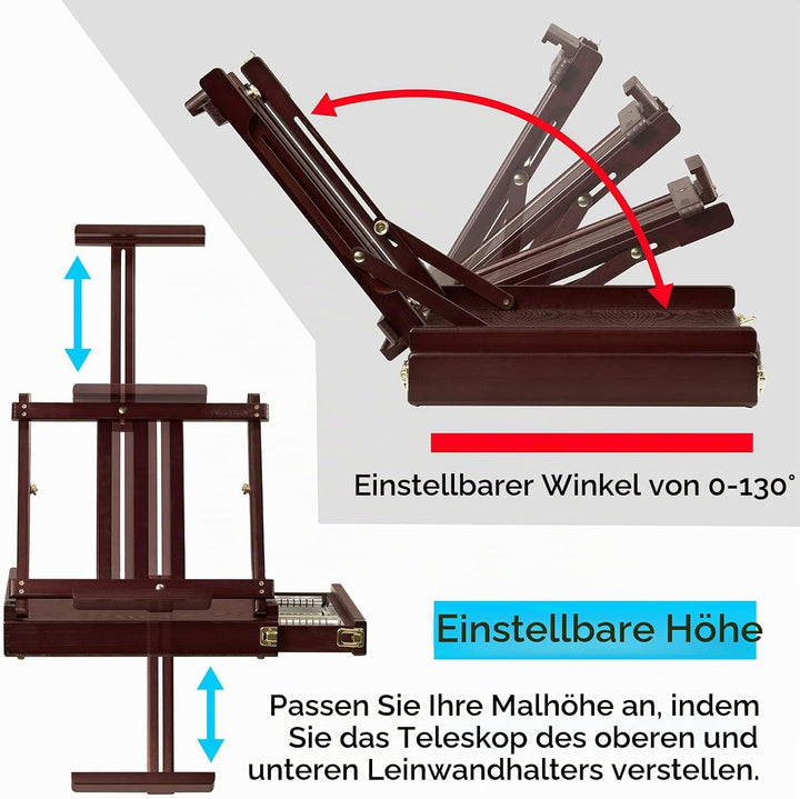 MEEDEN Studio Sketchbox Tisch Staffelei mit Metallfutter Schublade - Verstellbare Buchenholz Künstle