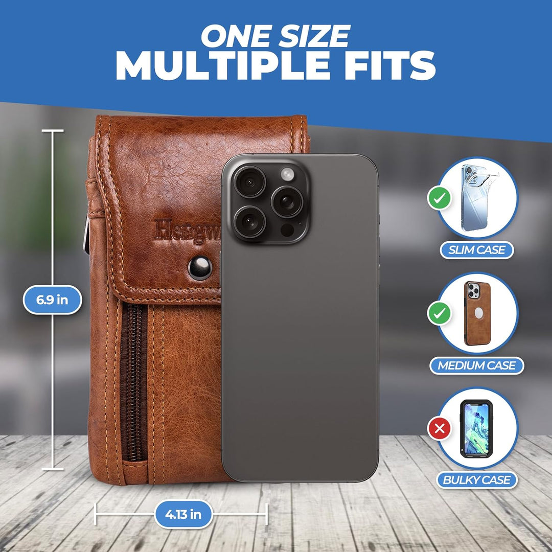 Hengwin Leder Bauchtasche Herren, Telefon Hülle für iPhone 14 Pro Max 14 Plus 13Pro max Gürtelhalter
