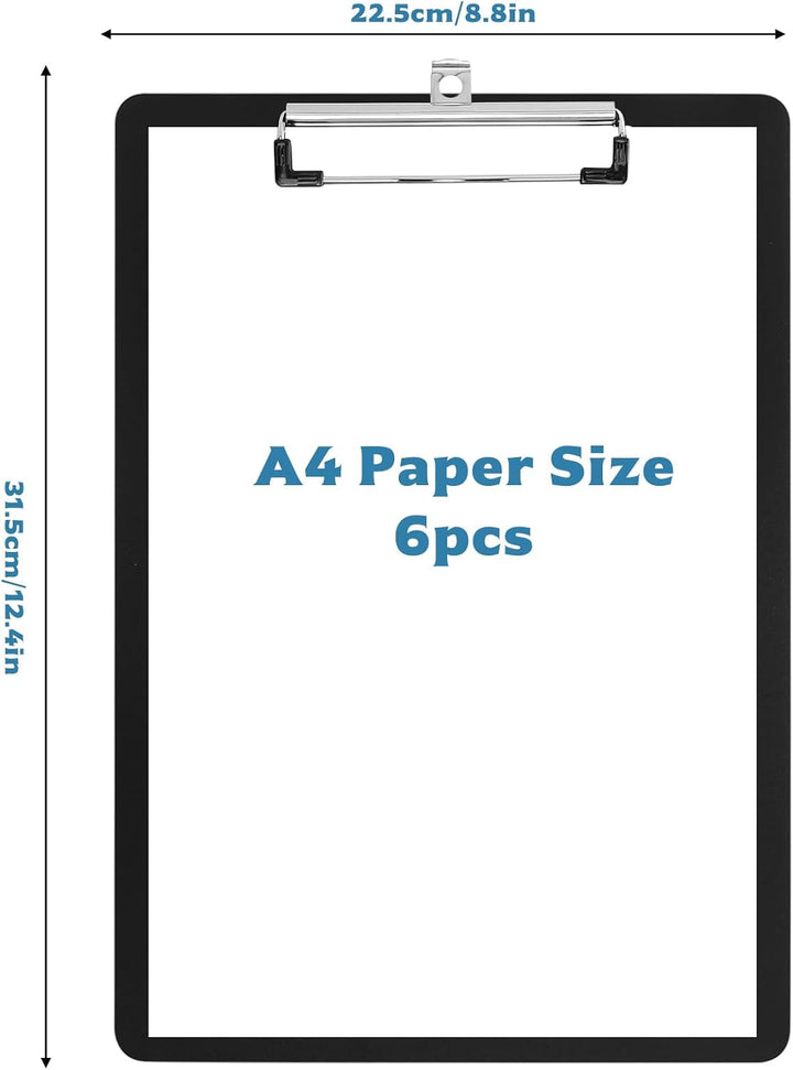 7 Stück Klemmbrett A4, Clipboard A4 Klemmbrettmappe mit Clip, Kunststoff Klemmbretter, Schreibbrett