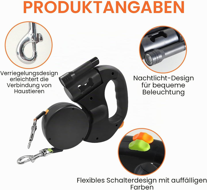 Rollleine Hundeleine, 3 Meter Doppelte Einziehbare Hundeleine Mit Bequemen Ergonomischer Griff, Ausz