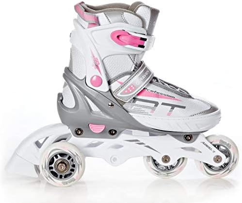 3in1 Inline Skates Inliner Triskates Rollschuhe Raven Profession Weiss/Rosa 38-42(25cm-27,5cm), Weis