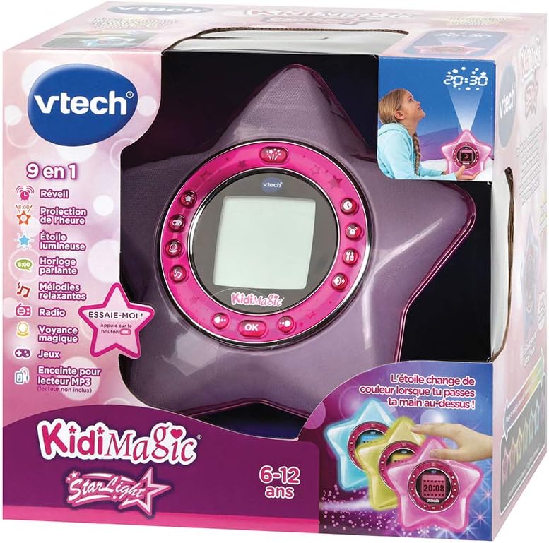 VTech - KidiMagic StarLight Rose — Interaktiver Kinderwecker, Radiowecker mit Lautsprecher und animi