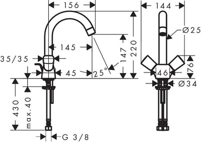 Hansgrohe 71014000 mycube Waschtischarmatur, für Badezimmer, Chrom pour lavabo - 15 cm sous bec Mit