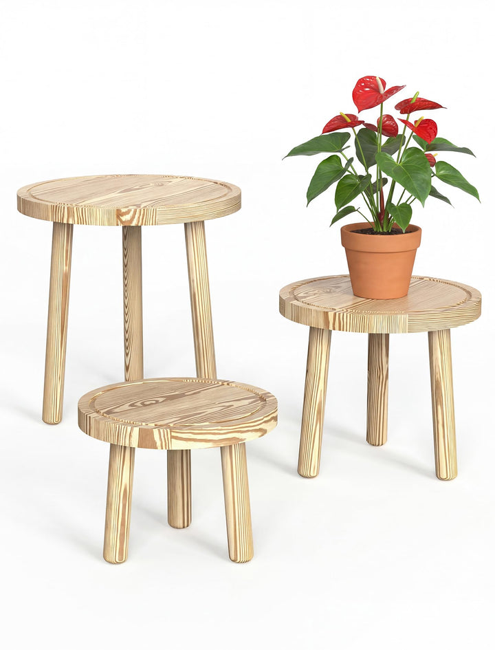 NiHome Pflanzenregal Holz 3 Stufen, Blumentreppe Balkon Garten