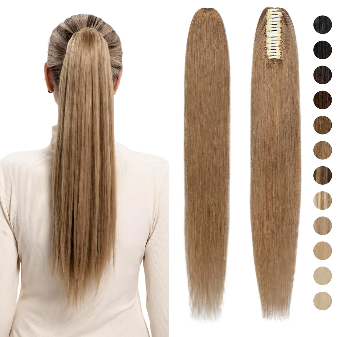 Haarteile Echthaar Ponytail Extension Clip in Pferdeschwanz Extensions Echthaar Glatt Zopf Haarverlä