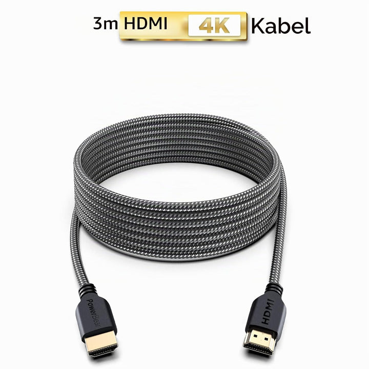 PowerBear 4K HDMI Kabel 3m | 2 Packung,18Gbps HDMI Kabel, geflochtenes Nylon & Goldstecker, 4K @ 60H