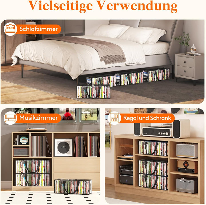 Lifewit DVD Aufbewahrungstaschen 4er, Durchsichtige PVC DVD Hüllenhalter mit Griffen, Frontfenster m