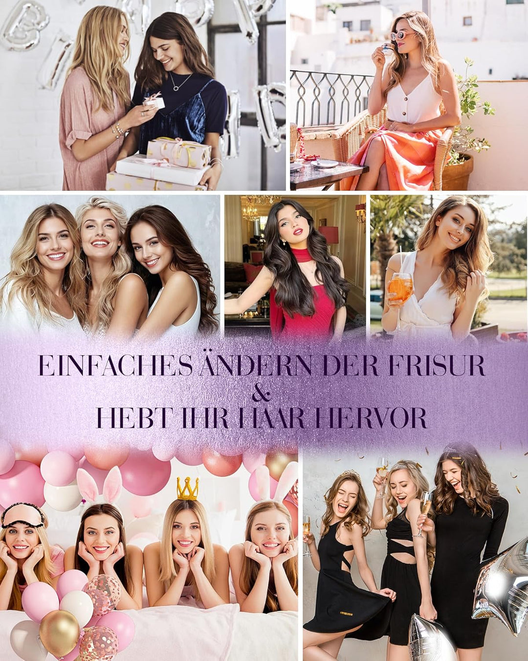 LaaVoo Microring Extensions Echthaar Ombre Silber Microring Extensions Echthaar Balayage Schwarz Sil