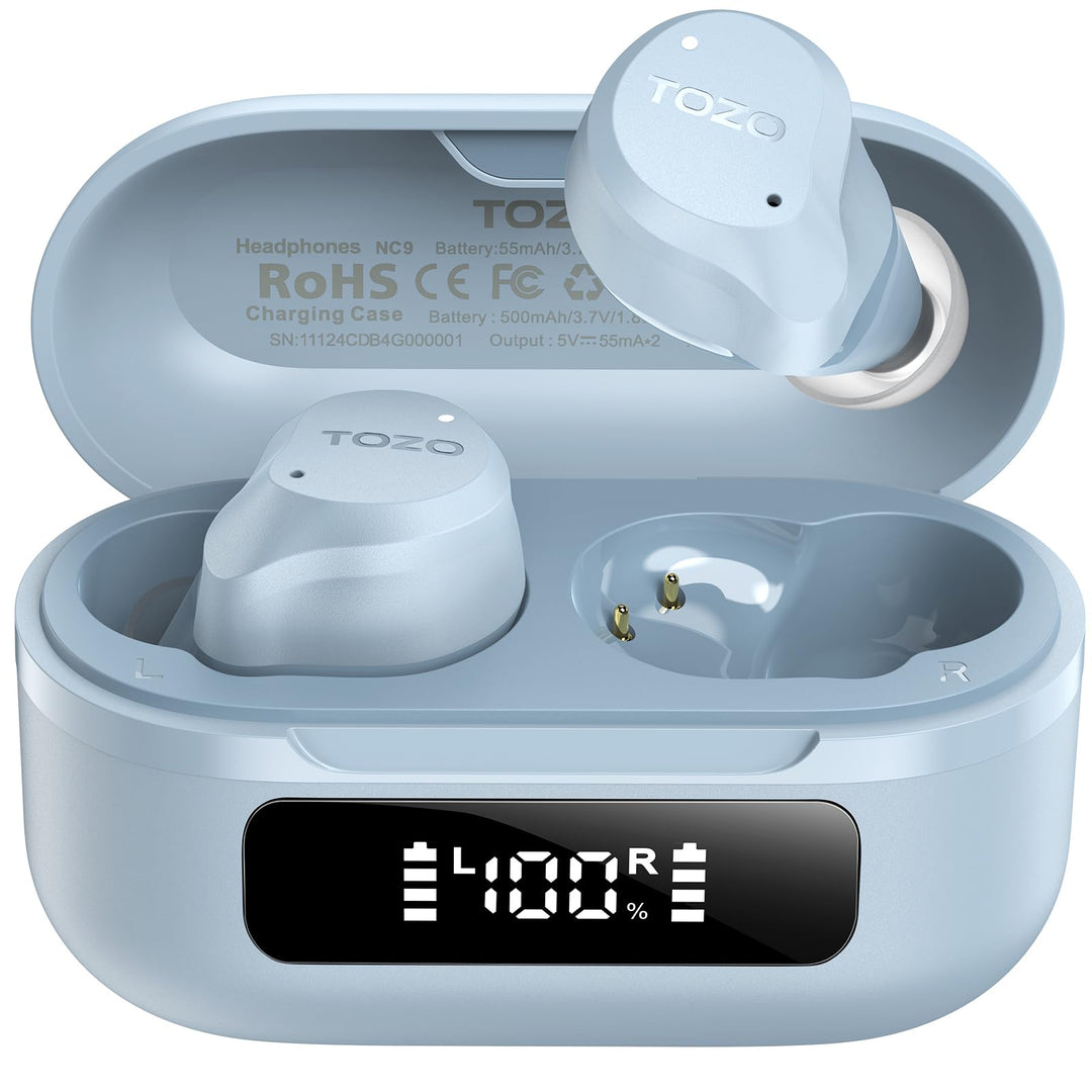 TOZO NC9 In Ear Kopfhörer Kabellos Bluetooth 5.3 mit Hybrid Active Noise Cancelling, 6 Mikrofone für