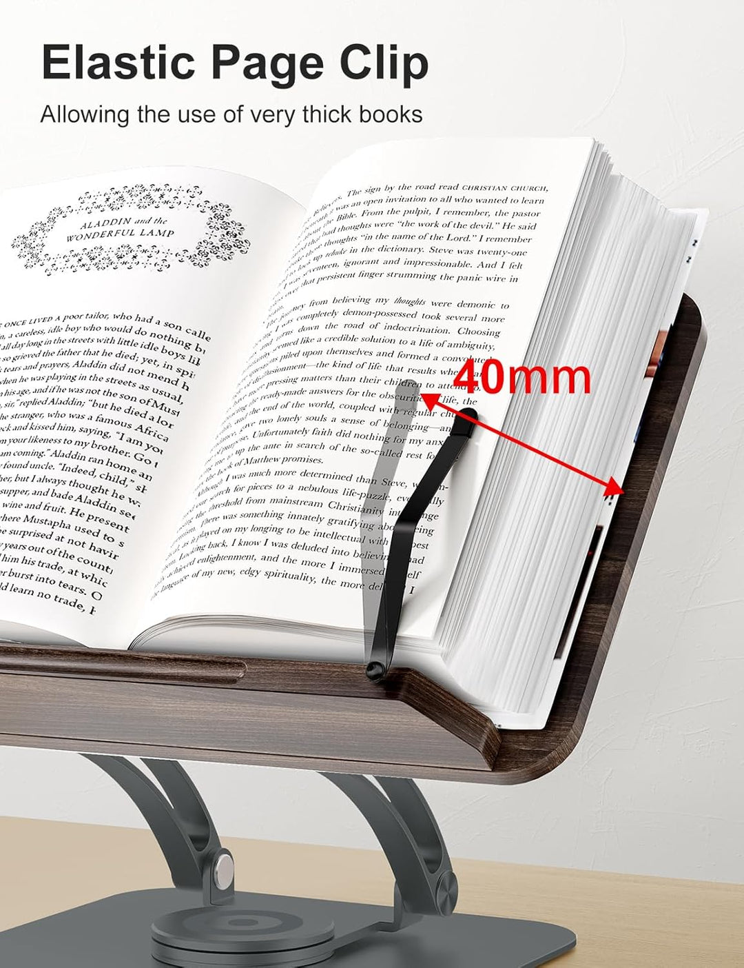 Tounee Buchständer, Verstellbarer Buchhalter mit 360° drehbarer Basis, Kochbuchständer, Rezeptbuchha
