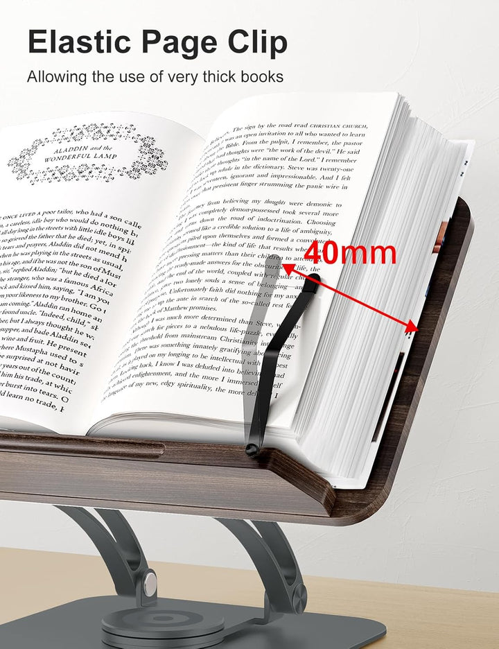 Tounee Buchständer, Verstellbarer Buchhalter mit 360° drehbarer Basis, Kochbuchständer, Rezeptbuchha