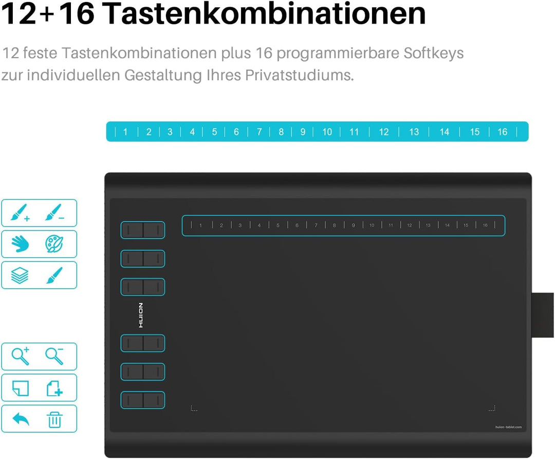 HUION H1060P 10 x 6,25 Zoll Arbeitsbereich-Grafiktablett (Android-Geräte unterstützt) mit einem Upgr