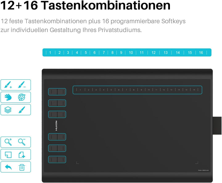 HUION H1060P 10 x 6,25 Zoll Arbeitsbereich-Grafiktablett (Android-Geräte unterstützt) mit einem Upgr