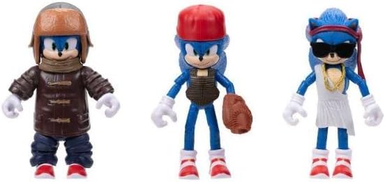 Sonic the Hedgehog 2 - The Movie, 3er Pack Gelenkfiguren-Set, 10,2 cm Sonic Baseball, Baseball