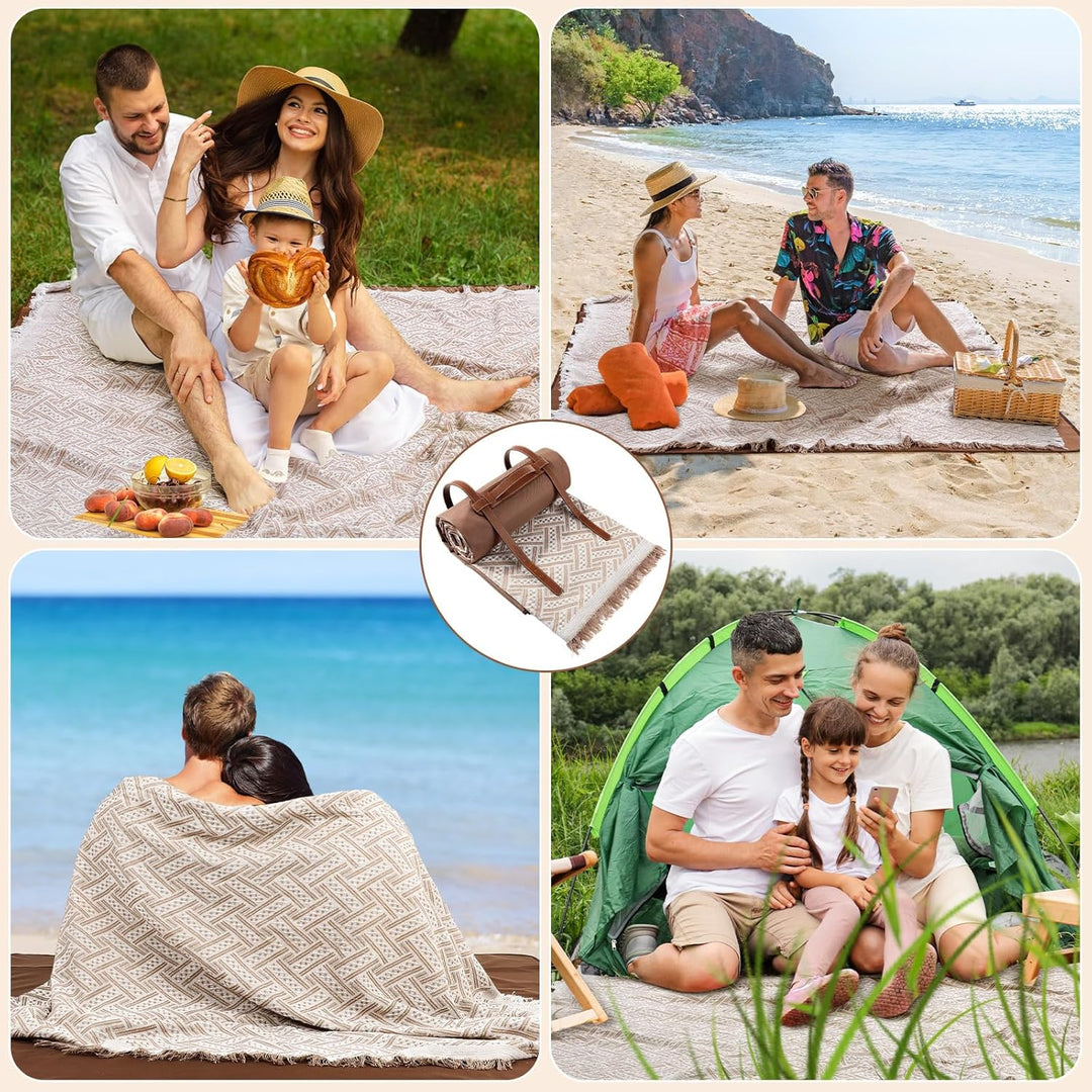 VitalCozy wasserdichte Picknickdecke, Outdoor-Decke, faltbar, 2-in-1, doppellagig, sanddicht, Strand