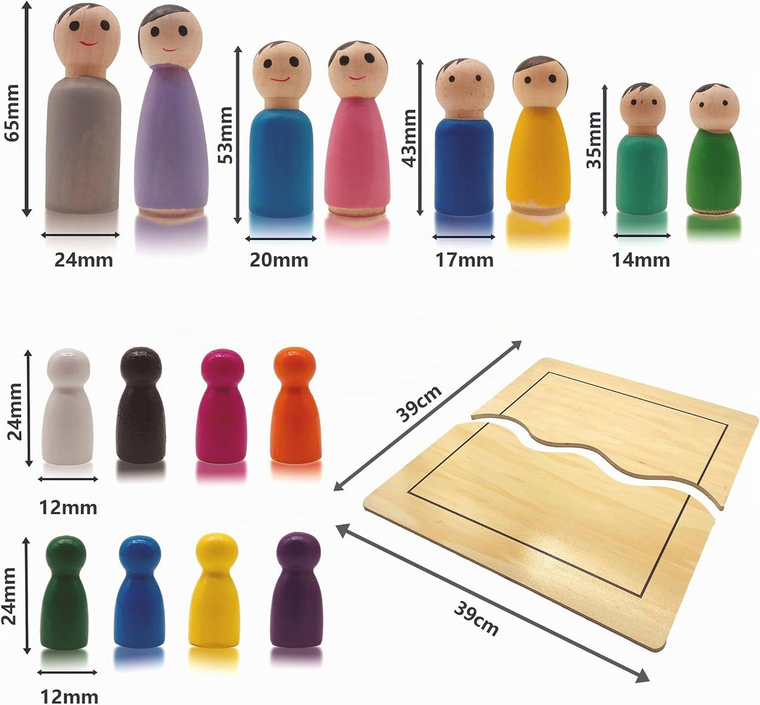 Systembrett Aufstellung Set, Familienbrett Beziehungsbrett aus Holz für Coaching Familienaufstellung