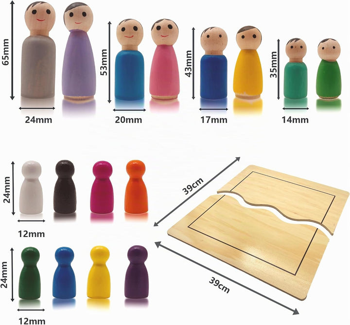 Systembrett Aufstellung Set, Familienbrett Beziehungsbrett aus Holz für Coaching Familienaufstellung