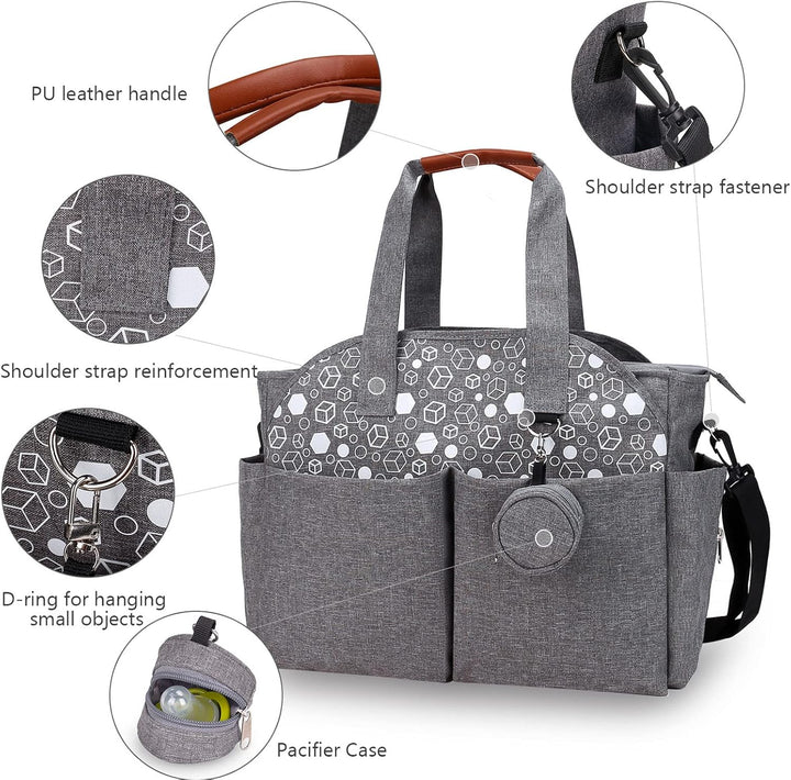 Wickeltasche Multi Pockets Grau Tragbare Windel Tote Caddy Organizer, Reissverschluss Large Size mit