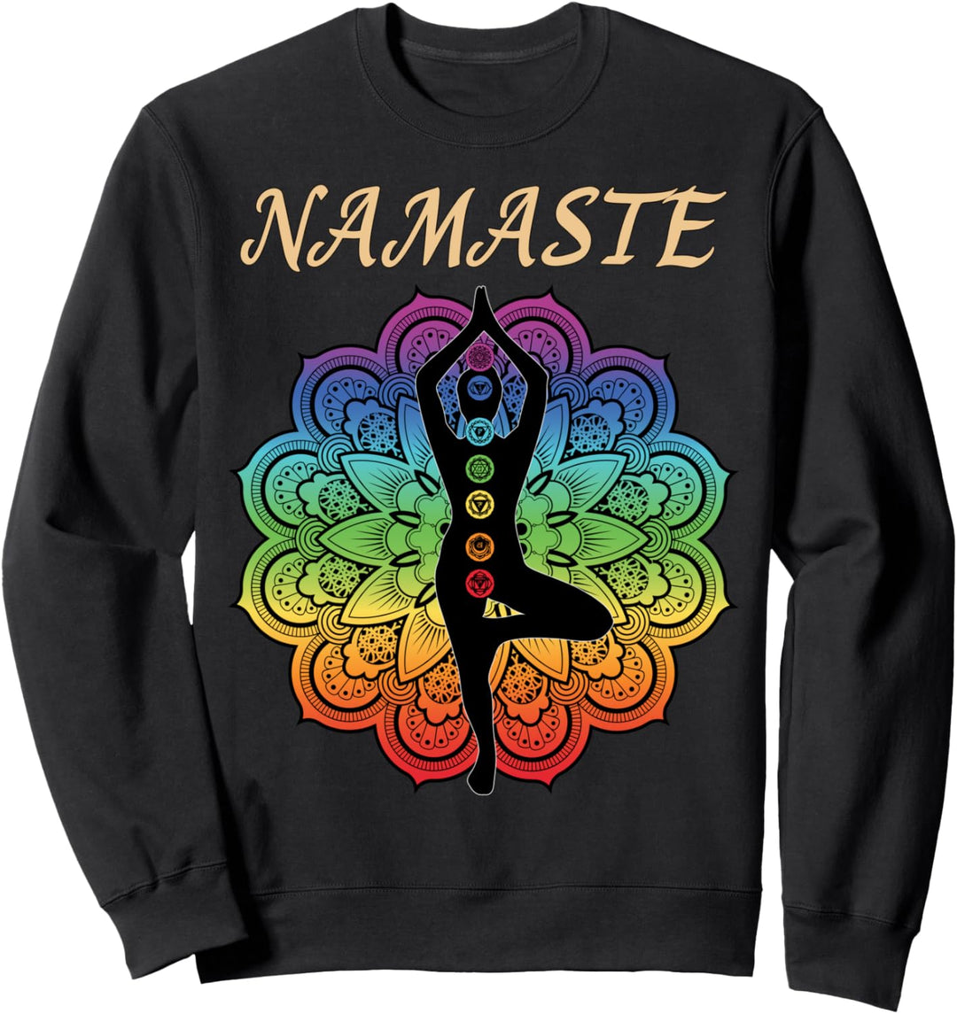Yoga & Chakra Buddhismus Symbole Lotus Mandala Namaste Sweatshirt