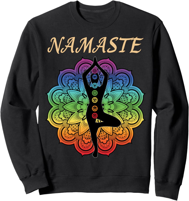 Yoga & Chakra Buddhismus Symbole Lotus Mandala Namaste Sweatshirt
