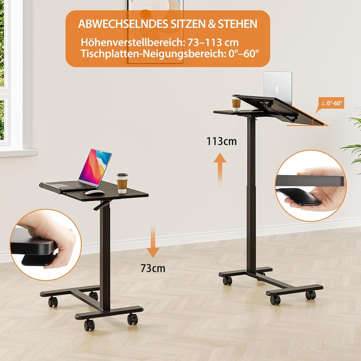 Dripex Beistelltisch höhenverstellbar und neigungsverstellbar mit Rollen, Pflegetisch für Bett, Comp