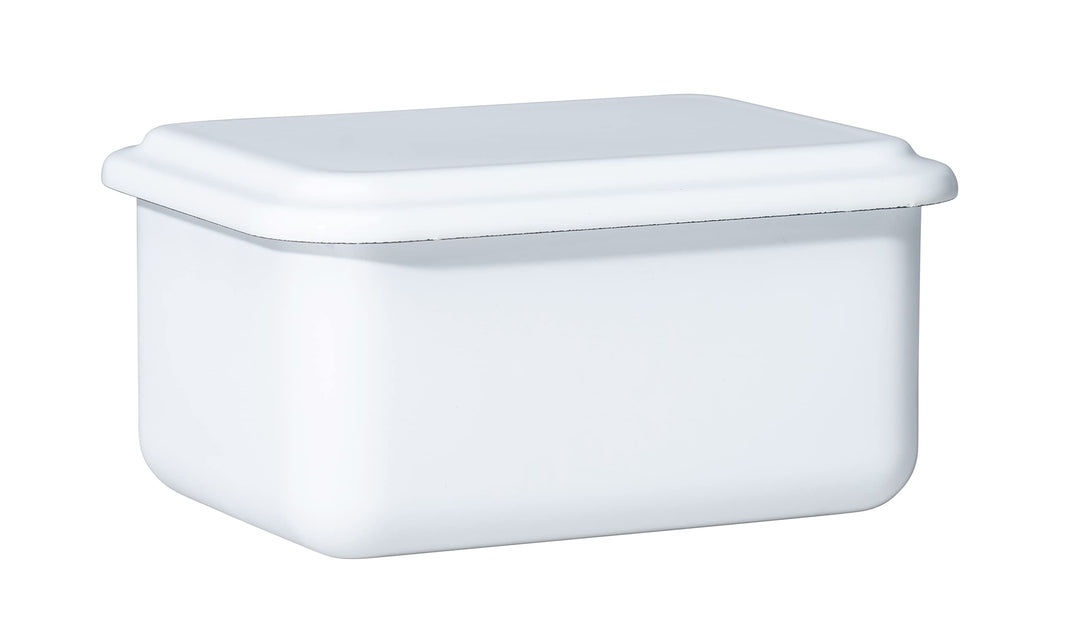Riess, 0412-033, Vorratsbehälter mit Deckel, 15x11x7cm, Emaille, Design SERVE + STORE, WEISS, Gewich