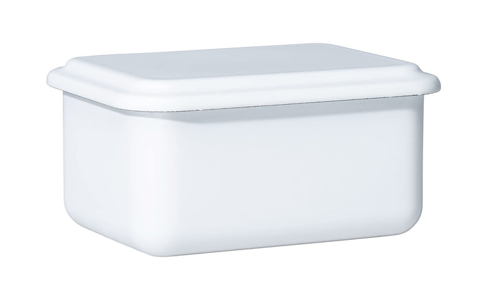 Riess, 0412-033, Vorratsbehälter mit Deckel, 15x11x7cm, Emaille, Design SERVE + STORE, WEISS, Gewich