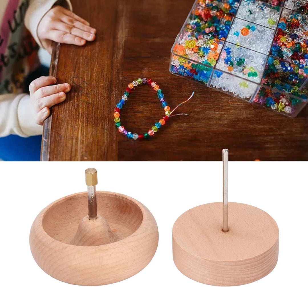 Fockety 5 in 1 Rocailles Spinner Kit, 1000 verschiedenfarbige Perlen, Perlenschale, 2 Stück Perlenna